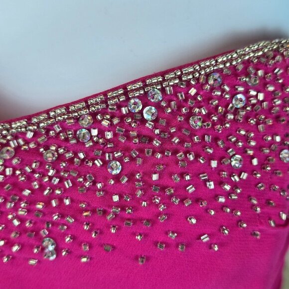 Precious Formals Size 10 Pink Strapless Beaded Formal Gown Prom Sweetheart Neck - Picture 8 of 14